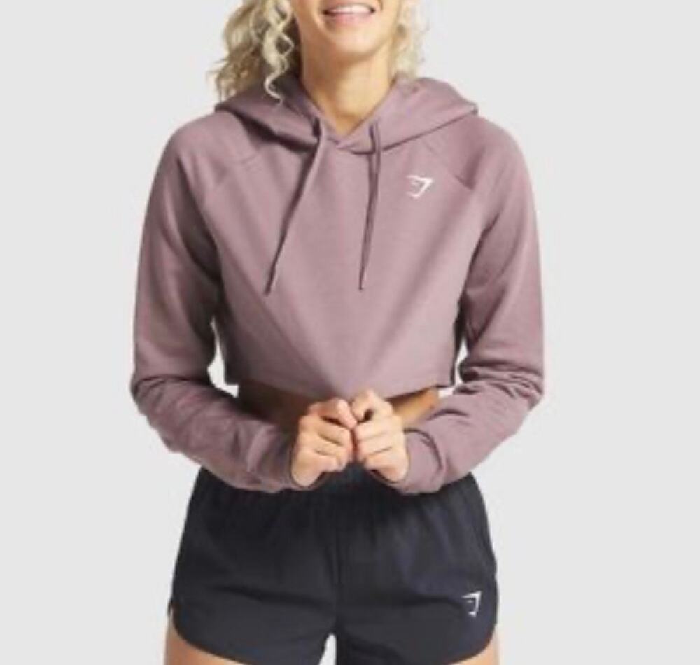 Gymshark Training Cropped Hoodie In Color Brown Size Medium